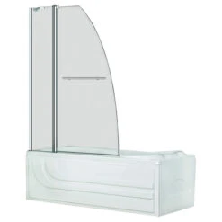 Uberhaus Design Frameless Bath Screen - 40-in X 55-in - Frosted Glass - Left Installation