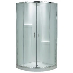 Uberhaus Boya Sliding Shower Door - Central Opening - Clear Tempered Glass - Semi-Round