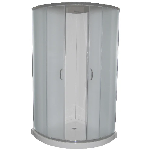 Uberhaus Boya Sliding Shower Door - Frosted Tempered Glass - Semi-Round - Central Opening - 31-in